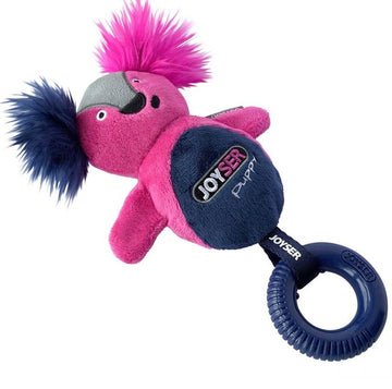 Joyser Squirrel With Rubber Ring & Squeaker Puppies Toy - Pink/ Dark Blue